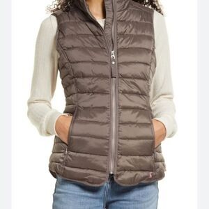 Joules Furlton Lightweight Puffer Vest Jacket in Taupe Showerproof NWT Sz 12